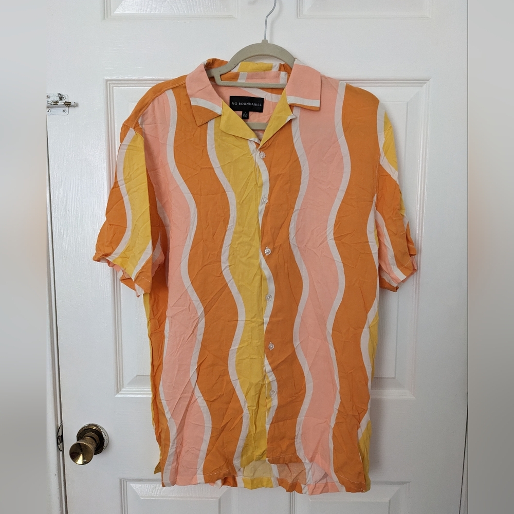 No Boundaries Orange and Yellow Casual Button Down Shirt